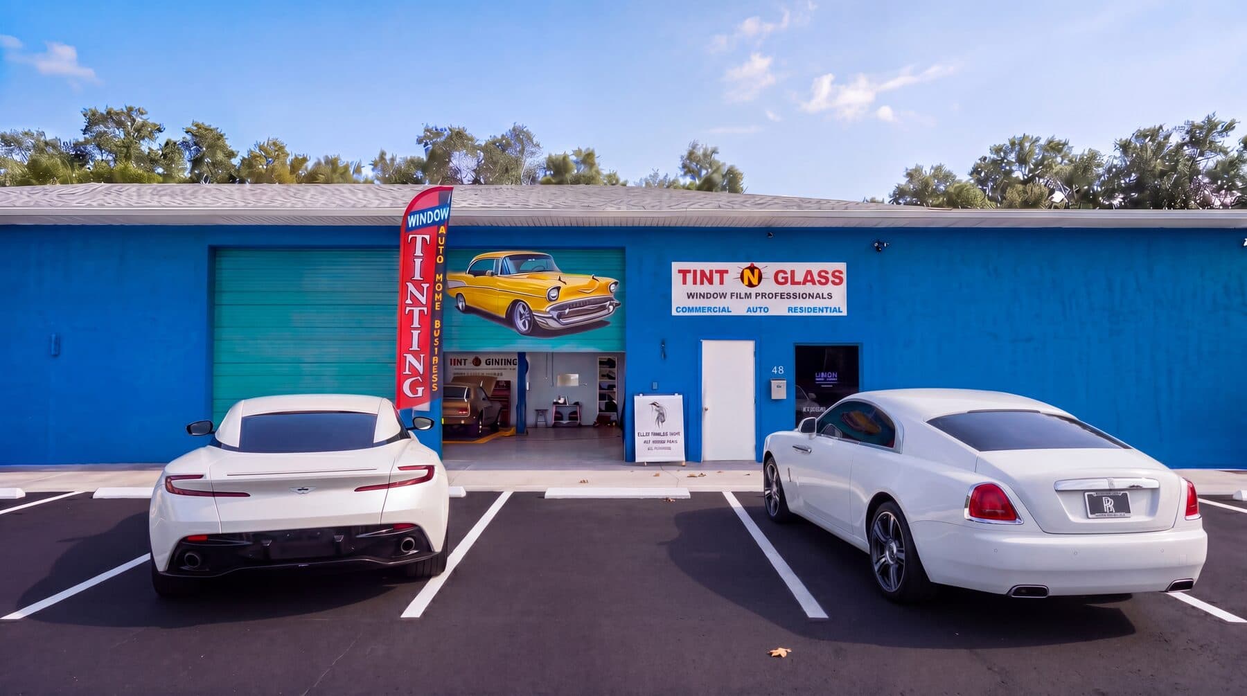 Tint N Glass storefront and parking area in New Port Richey